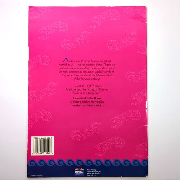 VTG Disney Aladdin King of Thieves Coloring Sticker Story Book New Unused 1996 - Picture 5 of 5